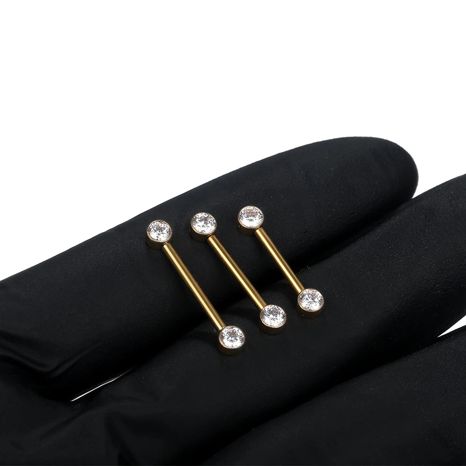 1/2Pcs Titanium Nipple Piercing Jewelry CZ Bezel Tongue Nipple Bars Piercing for Breasts Sexy Piercing Mamilo for Women 12-20mm