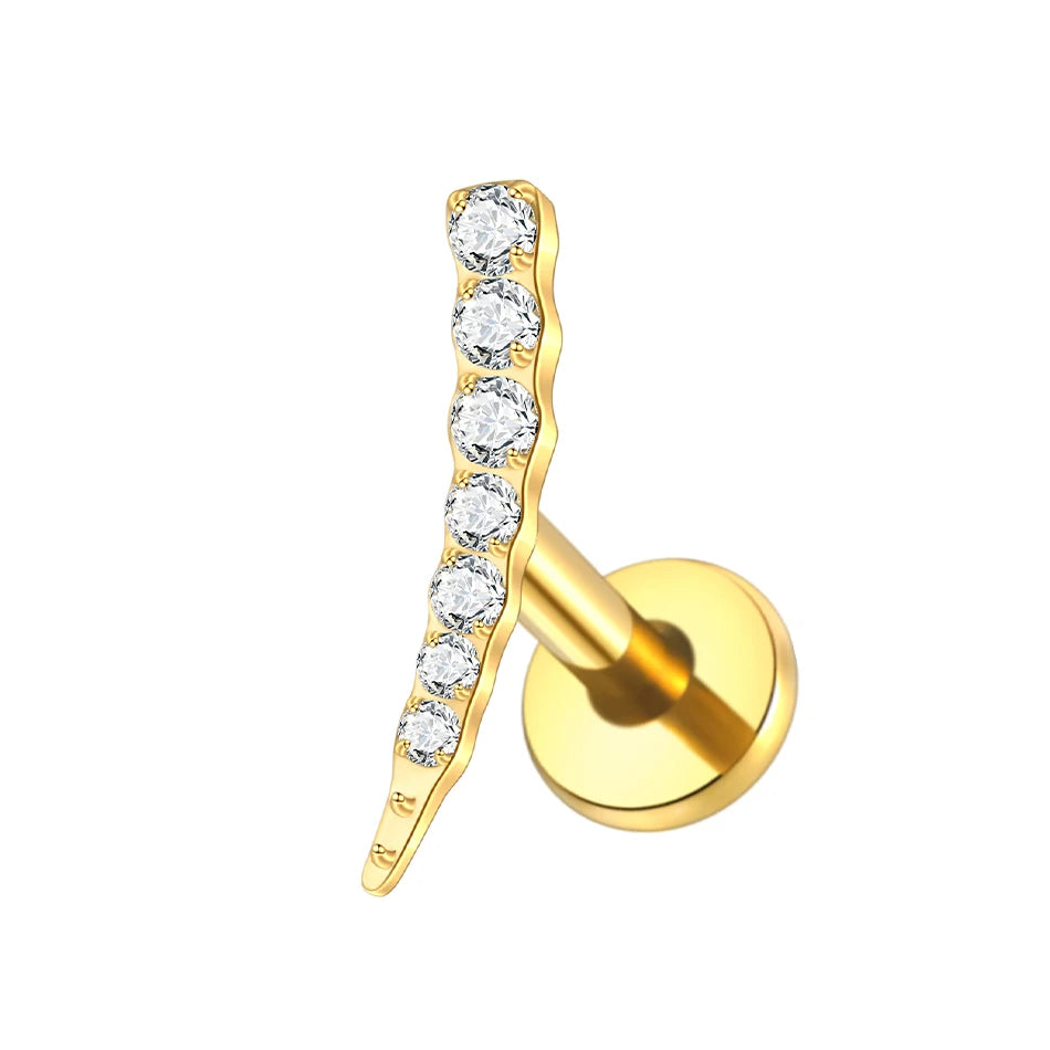 1PC Titanium Ear Cartilage Piercings Flat Back Stud Earring Internal Thread Butterfly Cross CZ Helix Tragus Piercing Jewelry 16G