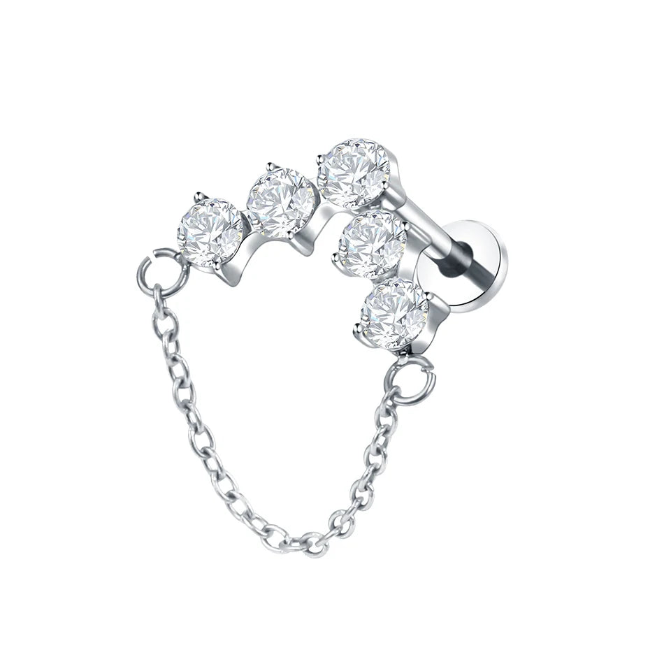 1PC Titanium Ear Cartilage Piercings Flat Back Stud Earring Internal Thread Butterfly Cross CZ Helix Tragus Piercing Jewelry 16G