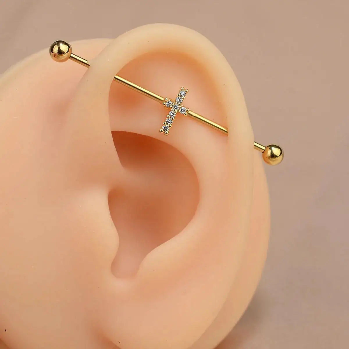 1PC Industrial Piercing Barbells Jewelry Stainless Steel CZ Heart Ball Pearl Cartilage Helix Earring Body Piercing for Women Men