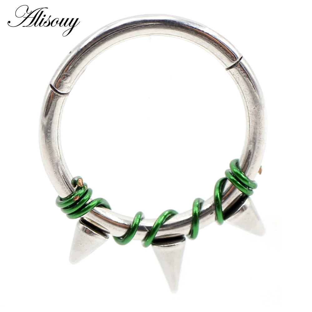 Alisouy 1PC Stainless Steel Twist Wire Hinged Clicker Nose Hoop Rings Ear Cartilage Tragus Daith Septum Body Piercing Jewelry