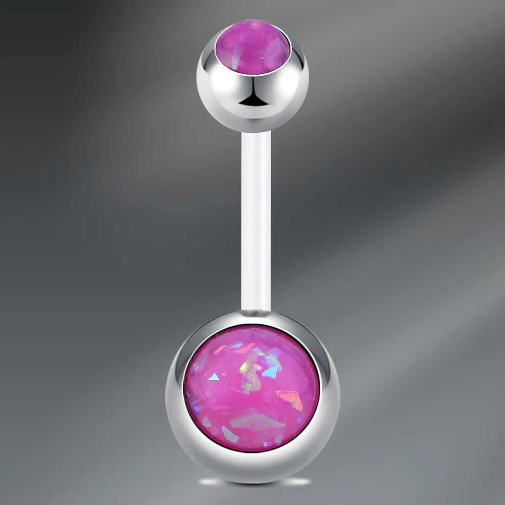 1Pcs Navel Barbell Body Jewelry CZ Belly Button Rings, UV Belly Navel Rings Navel Piercings Jewelry  Belly Barbell Piercing