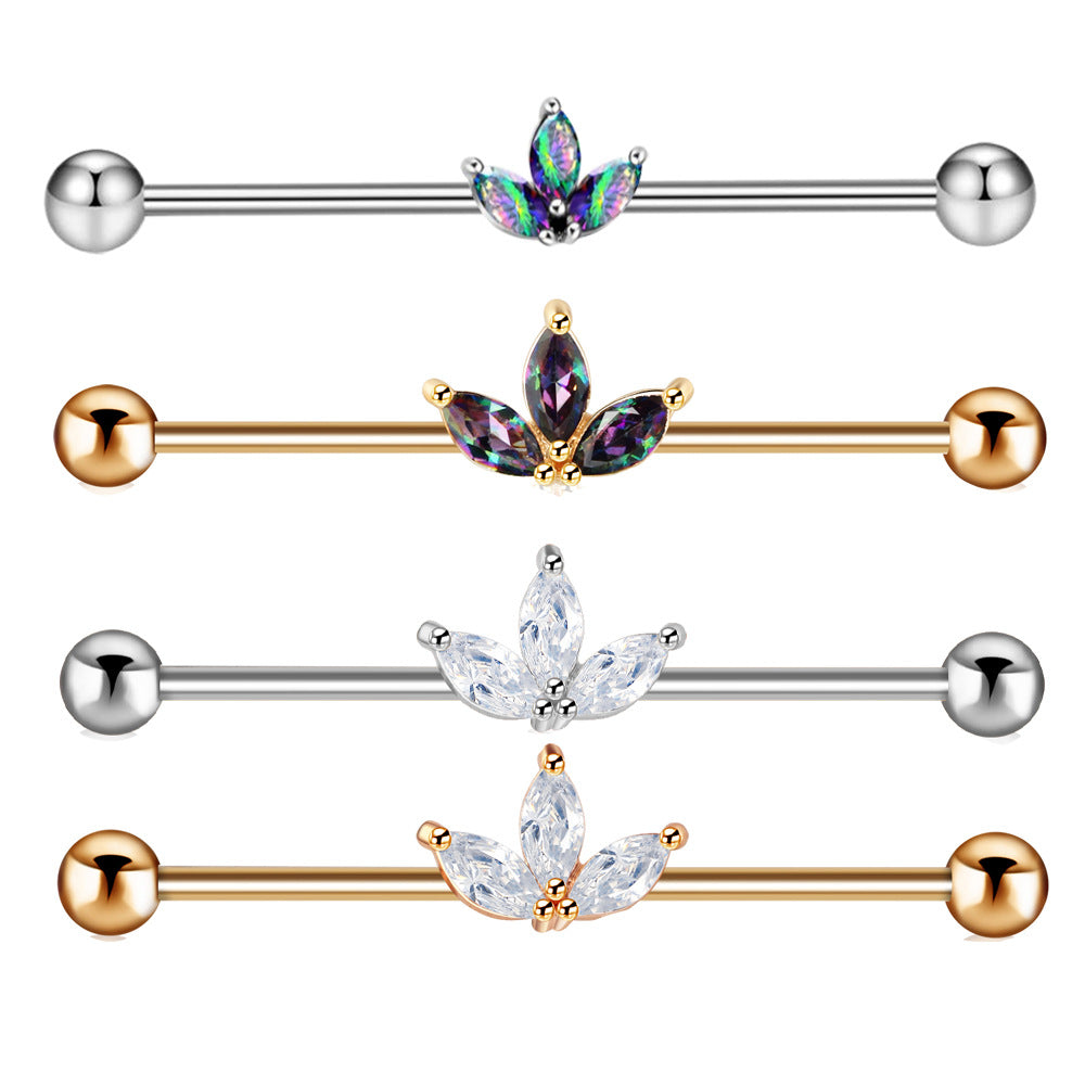 Surgical Steel Zircon Industrial Barbell Piercing Bar Fashion Jewelry 14G Star Moon Industrial Barbell Body Piercing Ear Studs