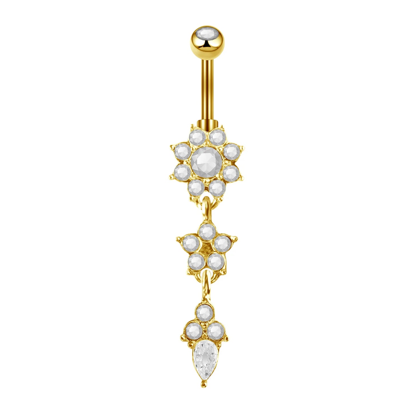 Elegant Stainless Steel Cat-Shaped Belly Ring with Zircon Detailing