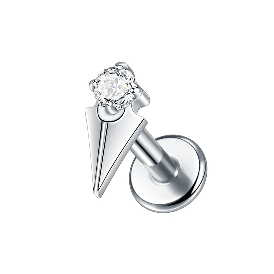 1PC Titanium Ear Cartilage Piercings Flat Back Stud Earring Internal Thread Butterfly Cross CZ Helix Tragus Piercing Jewelry 16G