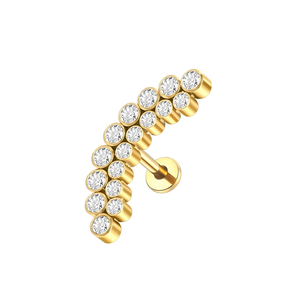1PC Titanium Ear Cartilage Piercings Flat Back Stud Earring Internal Thread Butterfly Cross CZ Helix Tragus Piercing Jewelry 16G