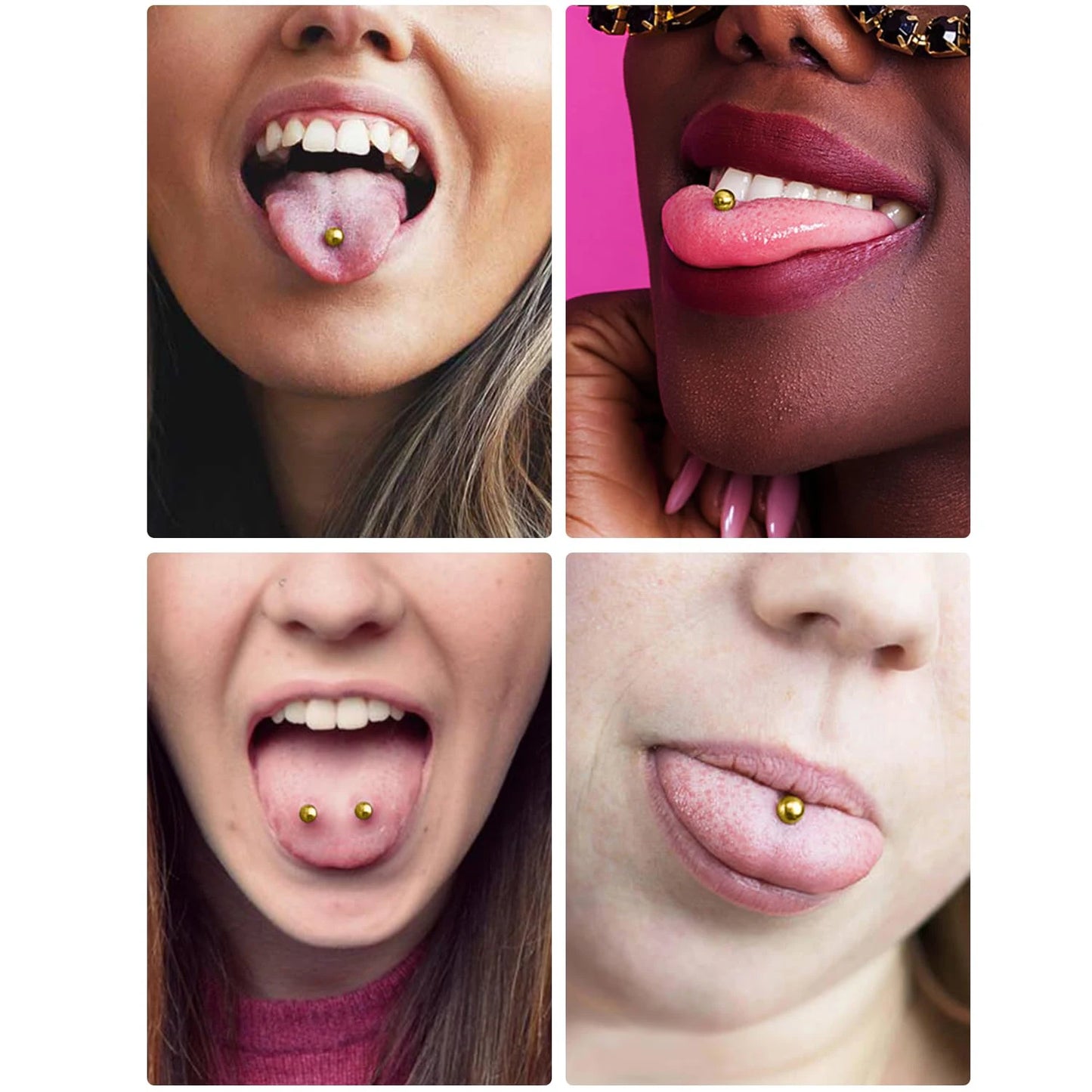 14G 16G Nipple Tongue Rings Stainless Steel Barbells Piercing Jewelry Silvery Black Golden 12mm-18mm Length Ball Size 5MM 6MM