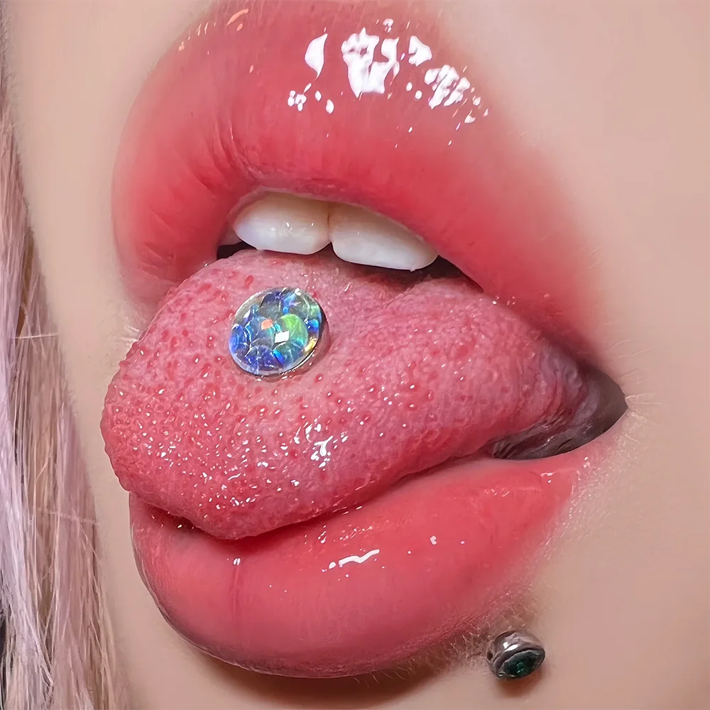 1PC 14G Tongue Rings Surgical Steel Tongue Piercing Jewelry for Women Men Fish Scales Ball Tongue Ring Barbell Piercing