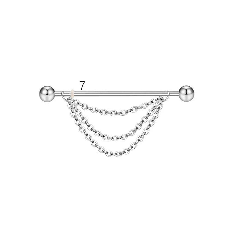 1PCS Stainless Steel dangling Industrial Piercing Barbell 14G Star Industrial Earring Tragus Cartilage Jewelry Industrial Rings