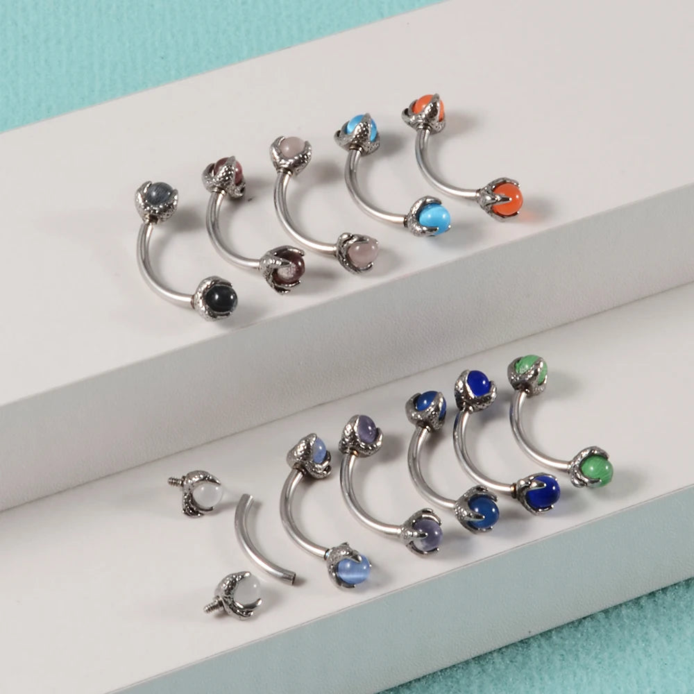 1PC 316L Surgical Steel Stylish sexy Curved Barbell Ring Opal Eyebrow Ear Cartilage Helix Piercings Jewelry 16G Ladies Men