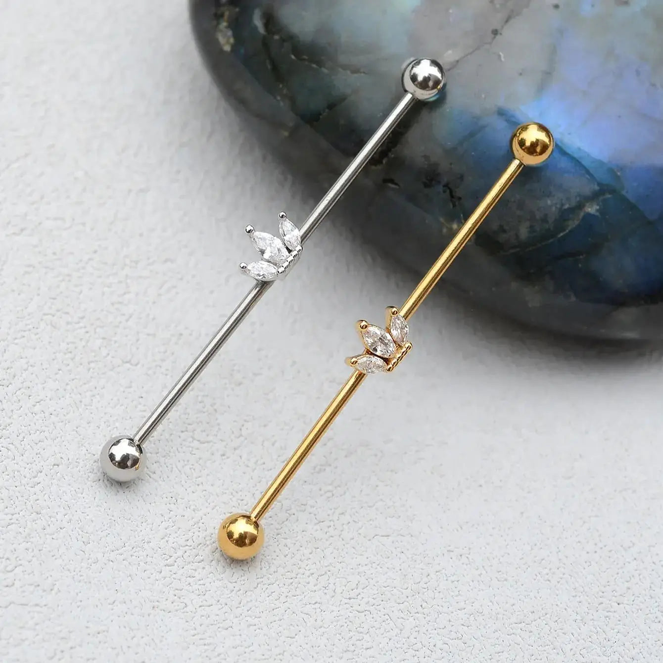 1PC Industrial Piercing Barbells Jewelry Stainless Steel CZ Heart Ball Pearl Cartilage Helix Earring Body Piercing for Women Men