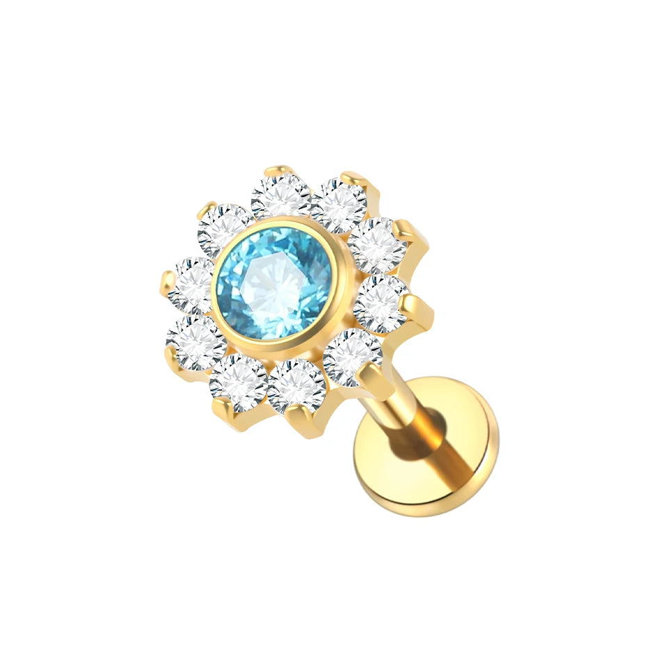 1PC Titanium Ear Cartilage Piercings Flat Back Stud Earring Internal Thread Butterfly Cross CZ Helix Tragus Piercing Jewelry 16G