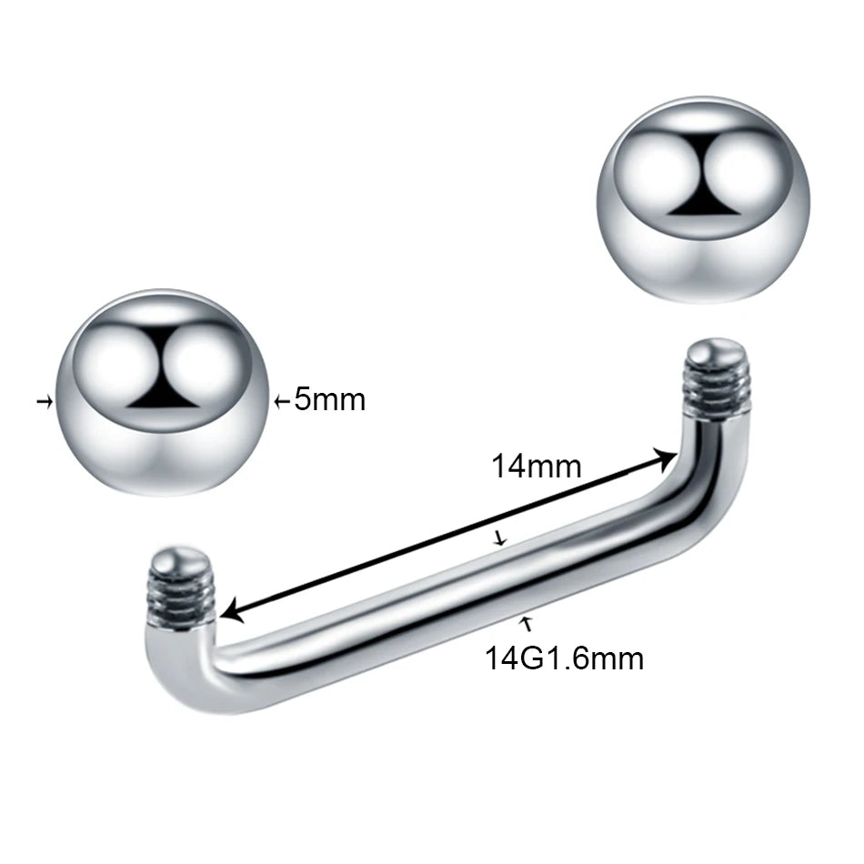 1PC Titanium 16G 14G External&Internal Thread Surface Bar Industrial Barbell CZ Micro Dermal Anchors Ring Piercings Sexy Jewelry