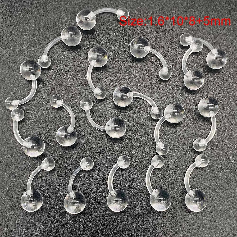 Versatile Acrylic Body Piercing Set - Transparent Barbell Rings for Lips, Ears, Nose, and More