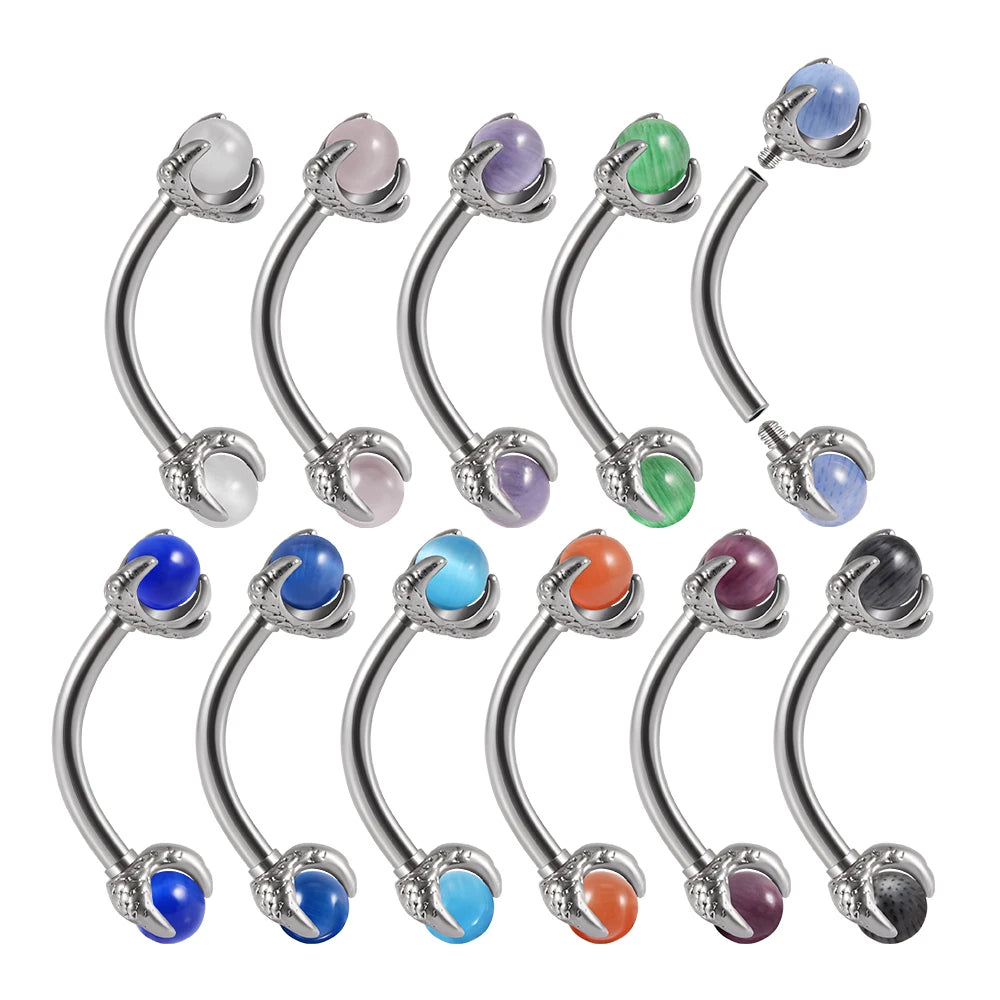 1PC 316L Surgical Steel Stylish sexy Curved Barbell Ring Opal Eyebrow Ear Cartilage Helix Piercings Jewelry 16G Ladies Men