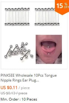 10Pcs Tongue Nipple Rings Ear Plug Rings Bars Barbell Punk Style Body Piercing Jewelry