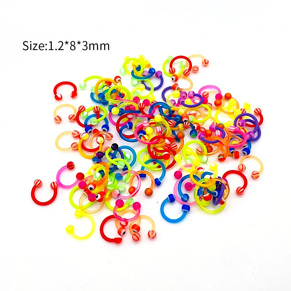 Versatile Acrylic Body Piercing Set - Transparent Barbell Rings for Lips, Ears, Nose, and More