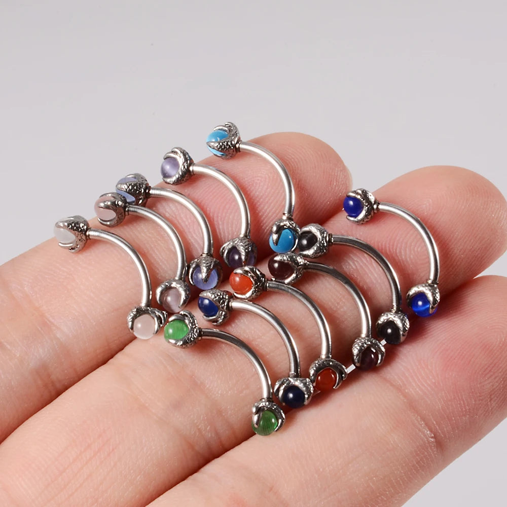 1PC 316L Surgical Steel Stylish sexy Curved Barbell Ring Opal Eyebrow Ear Cartilage Helix Piercings Jewelry 16G Ladies Men