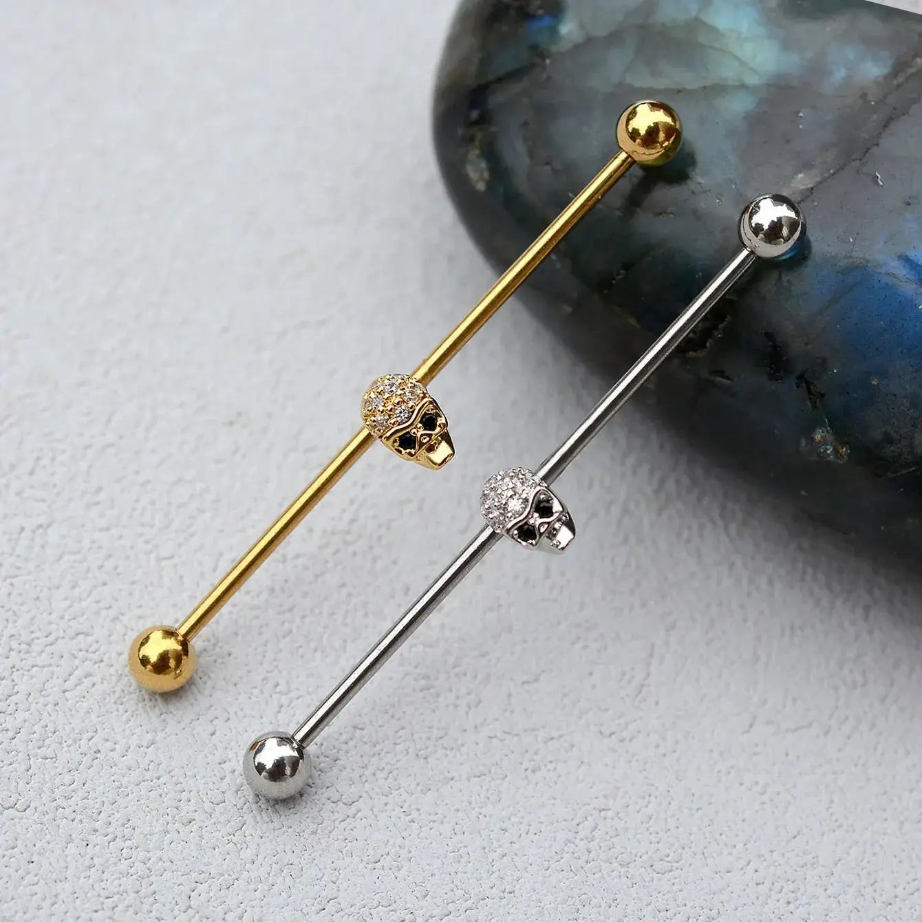 1PC Industrial Piercing Barbells Jewelry Stainless Steel CZ Heart Ball Pearl Cartilage Helix Earring Body Piercing for Women Men