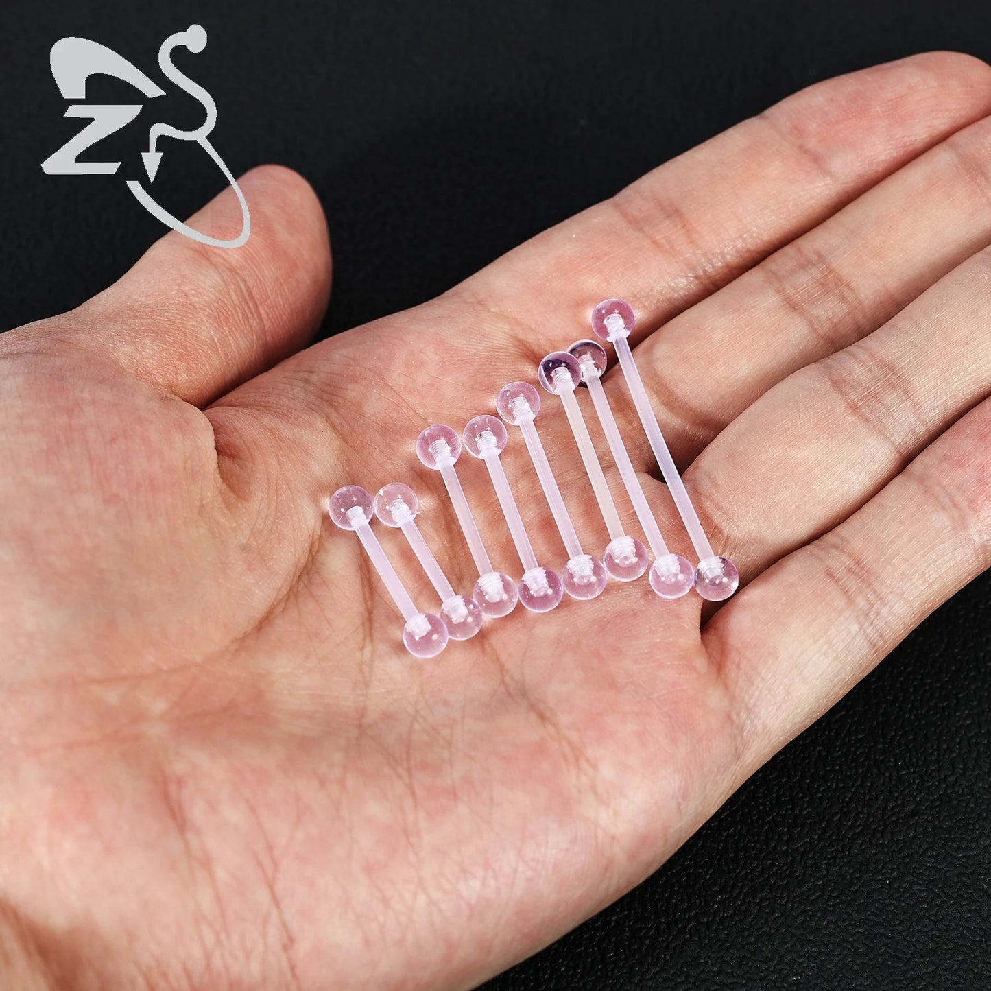 ZS 1PC Acrylic Stud Earring for Women Men Transparent Double Headed Round Earring Ear Helix Conch Cartilage Piercing 14G Jewelry