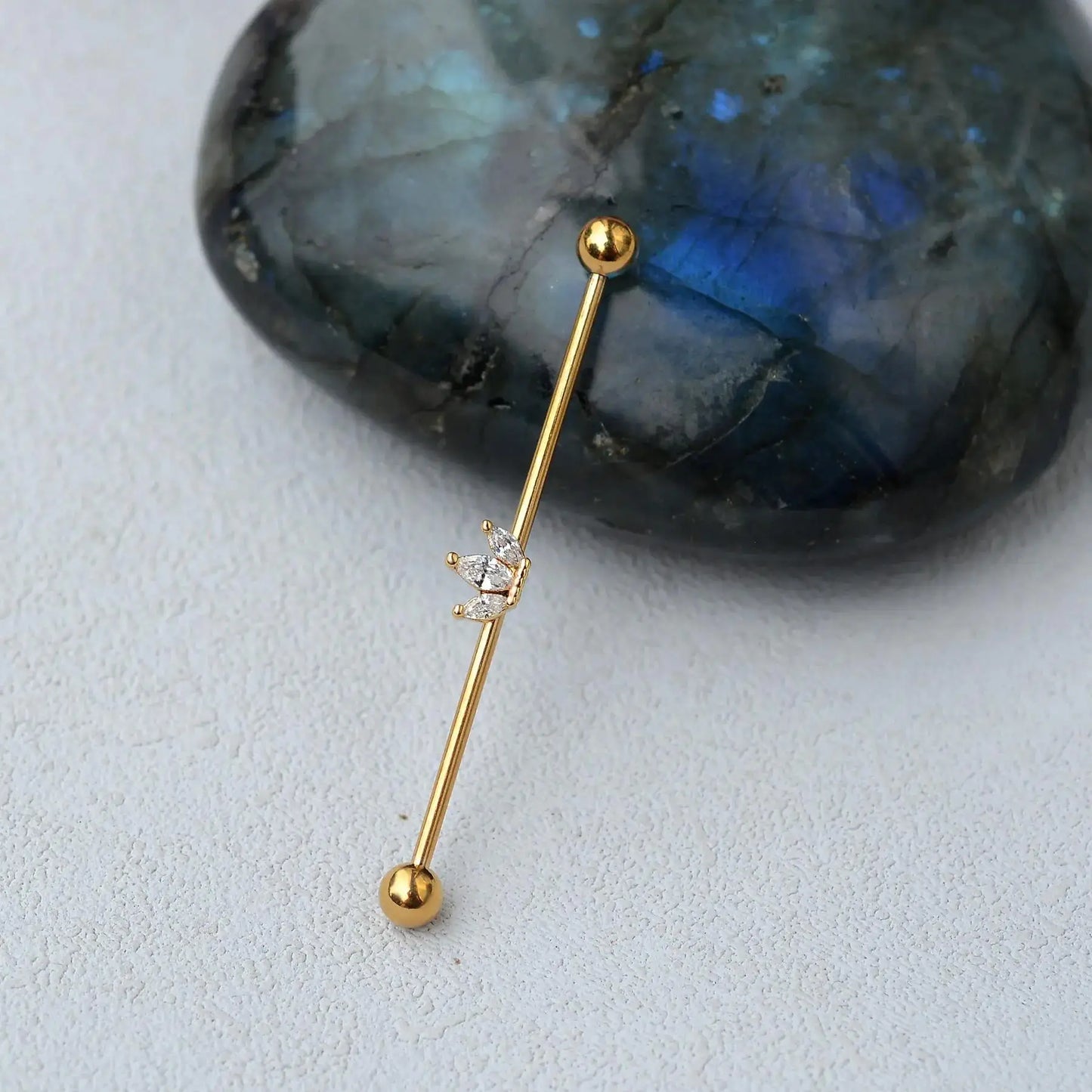 1PC Industrial Piercing Barbells Jewelry Stainless Steel CZ Heart Ball Pearl Cartilage Helix Earring Body Piercing for Women Men
