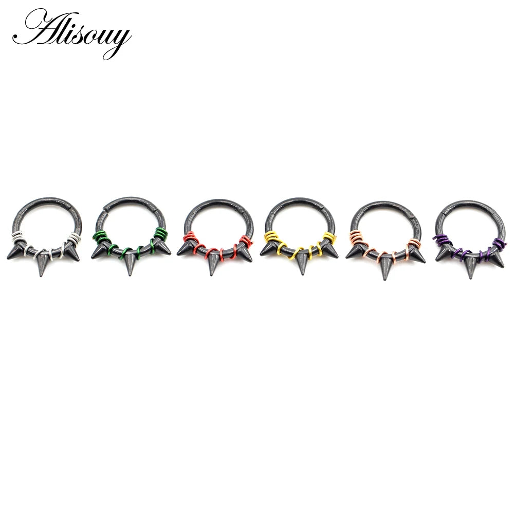 Alisouy 1PC Stainless Steel Twist Wire Hinged Clicker Nose Hoop Rings Ear Cartilage Tragus Daith Septum Body Piercing Jewelry