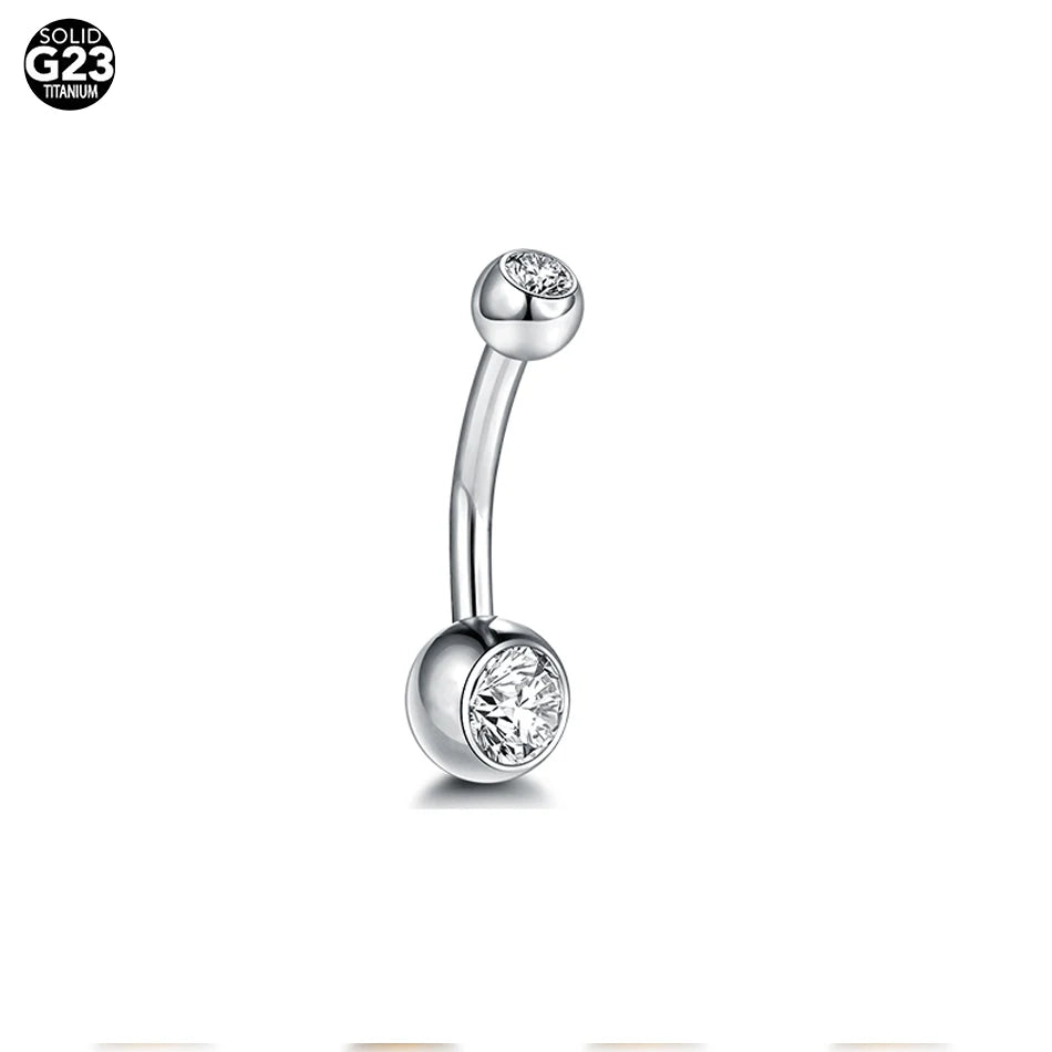 1PCS G23 Titanium 14G Gold Color Belly Button Rings Navel Nombril Piercing CZ Gem 6/8/10/12mm Bar Belly Piercing Sexy Jewelry