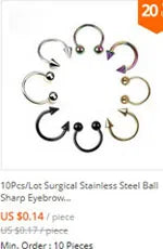 10Pcs Tongue Nipple Rings Ear Plug Rings Bars Barbell Punk Style Body Piercing Jewelry
