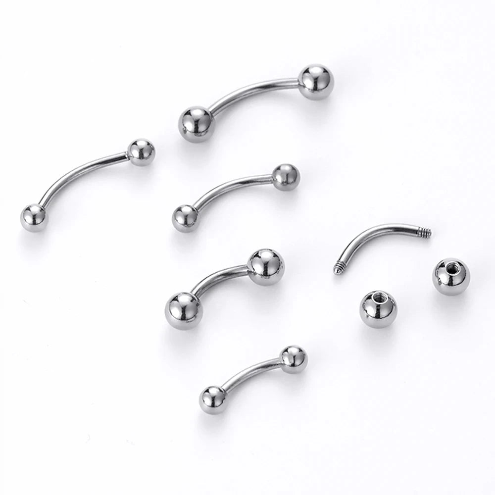 1pc 6-16mm Curved Barbell Banana Piercing Bar 3 4 5 6 8mm Ball Titanium Stainless Steel 14G 16G 1.2mm 1.6mm DIY Body Jewelry