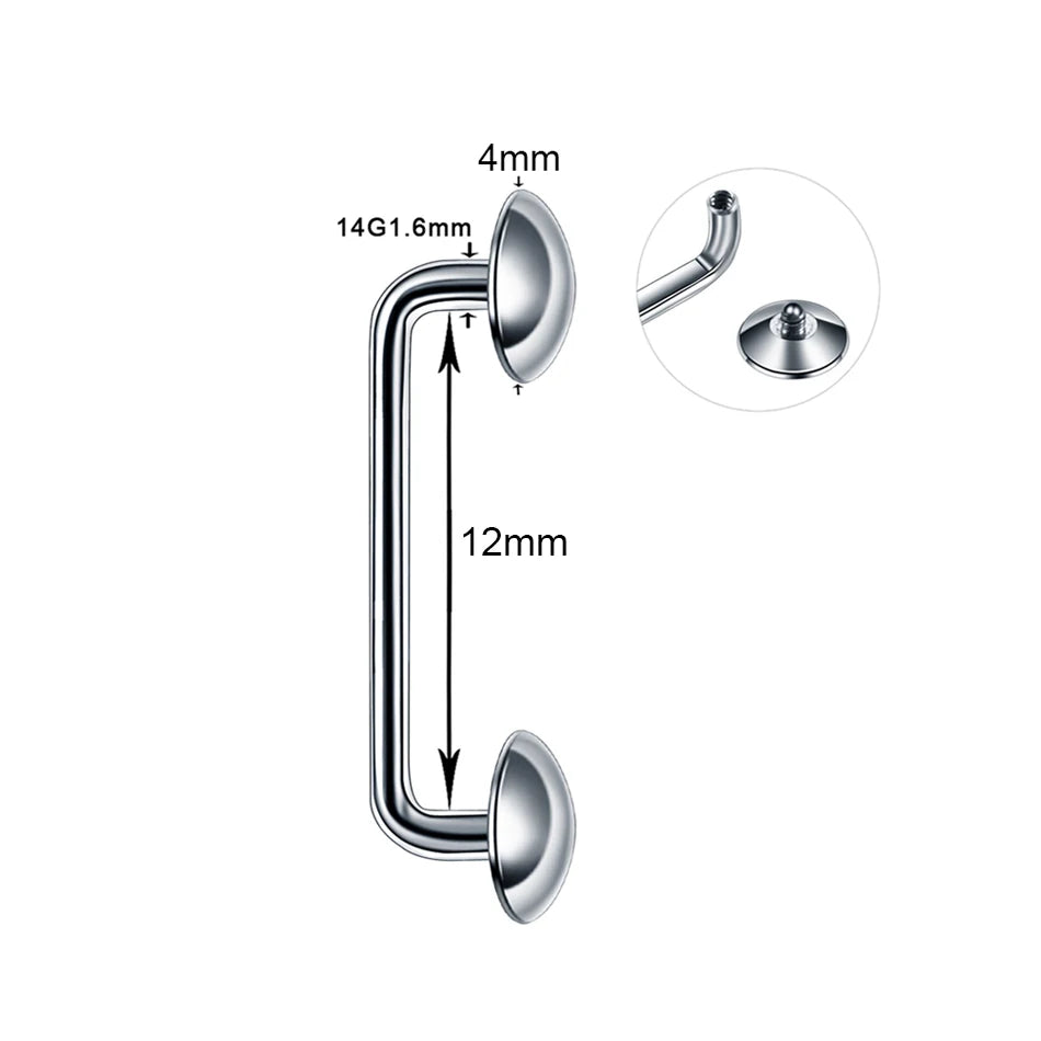 1PC Titanium 16G 14G External&Internal Thread Surface Bar Industrial Barbell CZ Micro Dermal Anchors Ring Piercings Sexy Jewelry