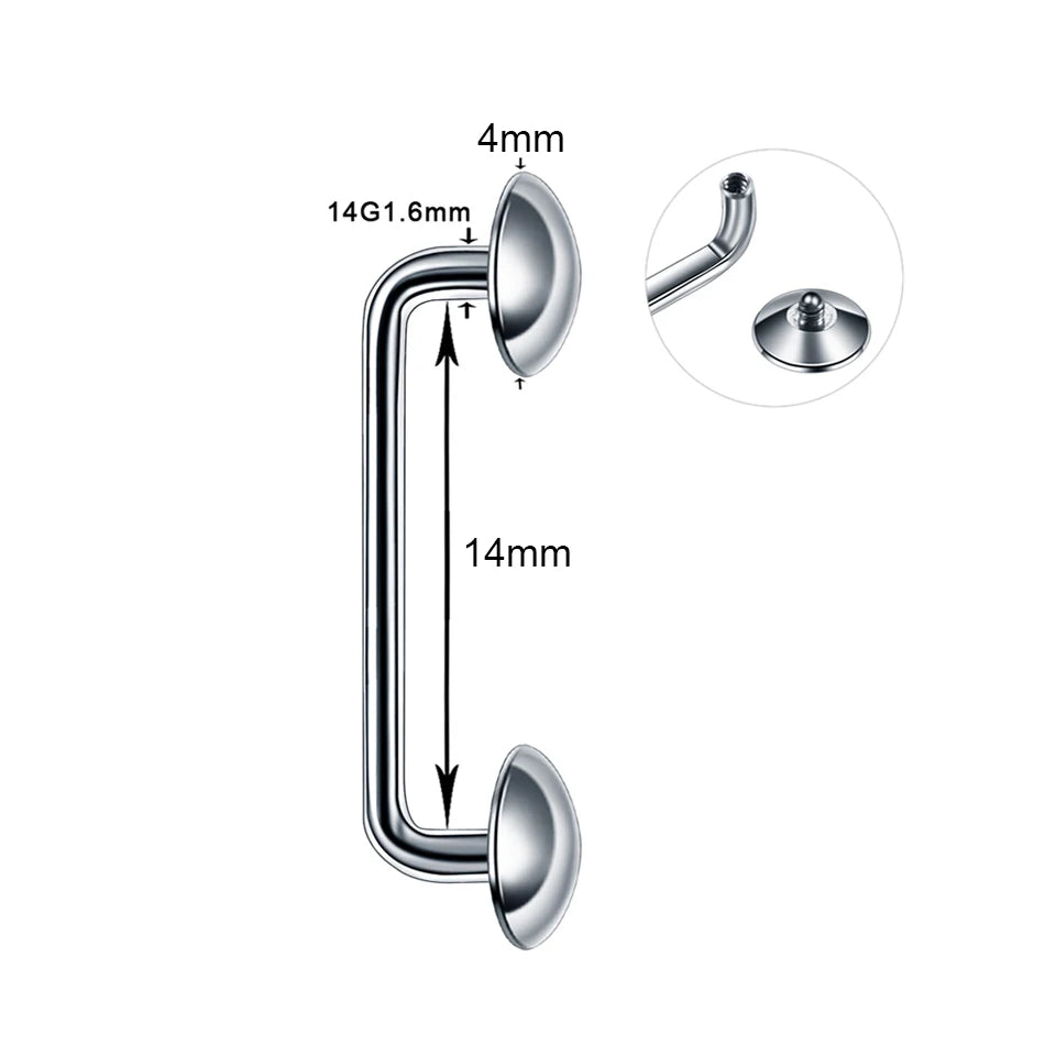 1PC Titanium 16G 14G External&Internal Thread Surface Bar Industrial Barbell CZ Micro Dermal Anchors Ring Piercings Sexy Jewelry