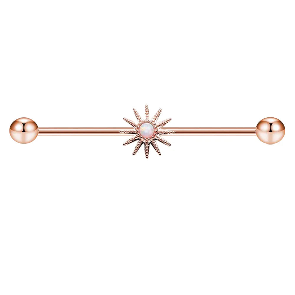 Surgical Steel Zircon Industrial Barbell Piercing Bar Fashion Jewelry 14G Star Moon Industrial Barbell Body Piercing Ear Studs