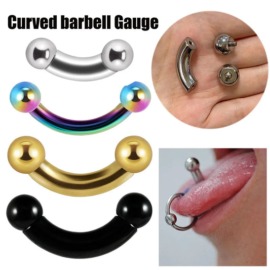1PCS Surgical Steel Big Size Curved Ring Large Gauge Tongue Curved barbell Curved Banana Gauge Man Body Piercing Jewelry