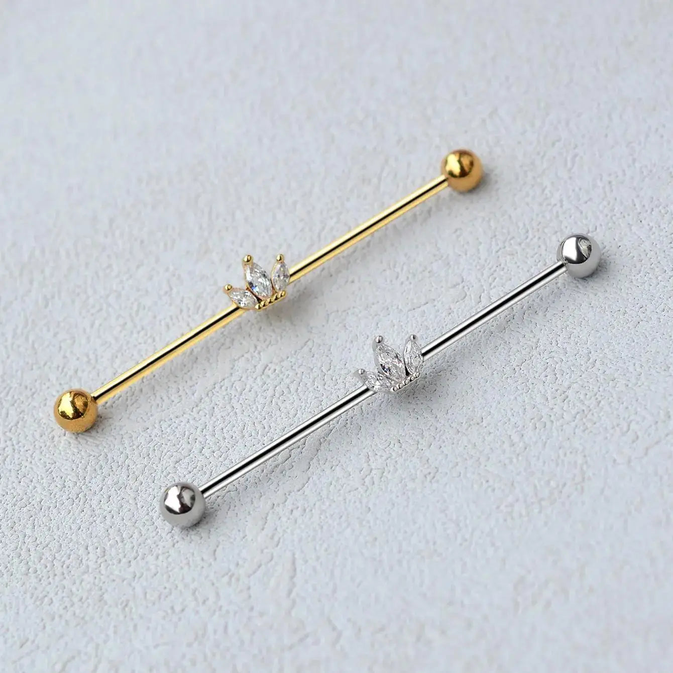 1PC Industrial Piercing Barbells Jewelry Stainless Steel CZ Heart Ball Pearl Cartilage Helix Earring Body Piercing for Women Men
