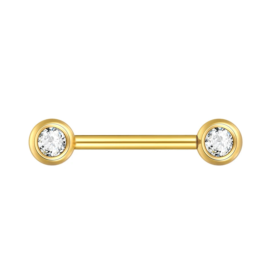 1/2Pcs Titanium Nipple Piercing Jewelry CZ Bezel Tongue Nipple Bars Piercing for Breasts Sexy Piercing Mamilo for Women 12-20mm