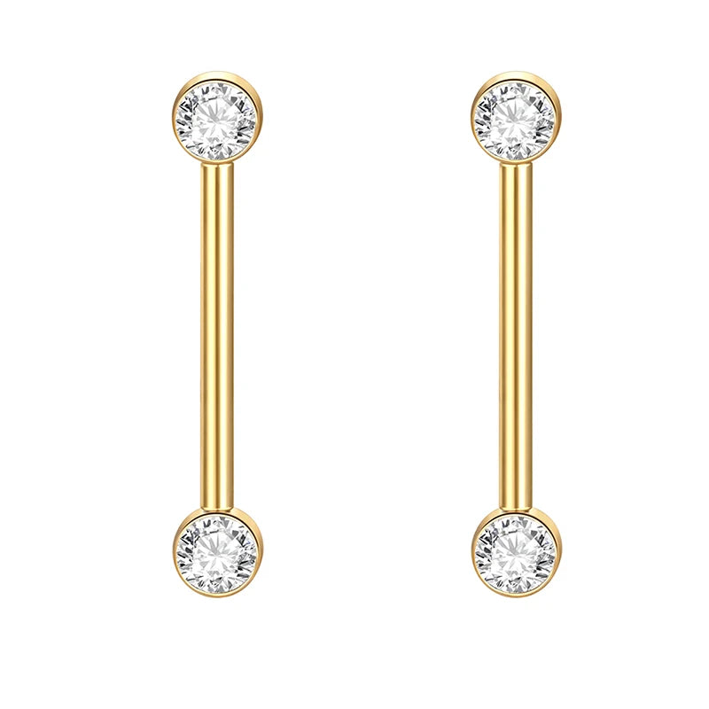 1/2Pcs Titanium Nipple Piercing Jewelry CZ Bezel Tongue Nipple Bars Piercing for Breasts Sexy Piercing Mamilo for Women 12-20mm
