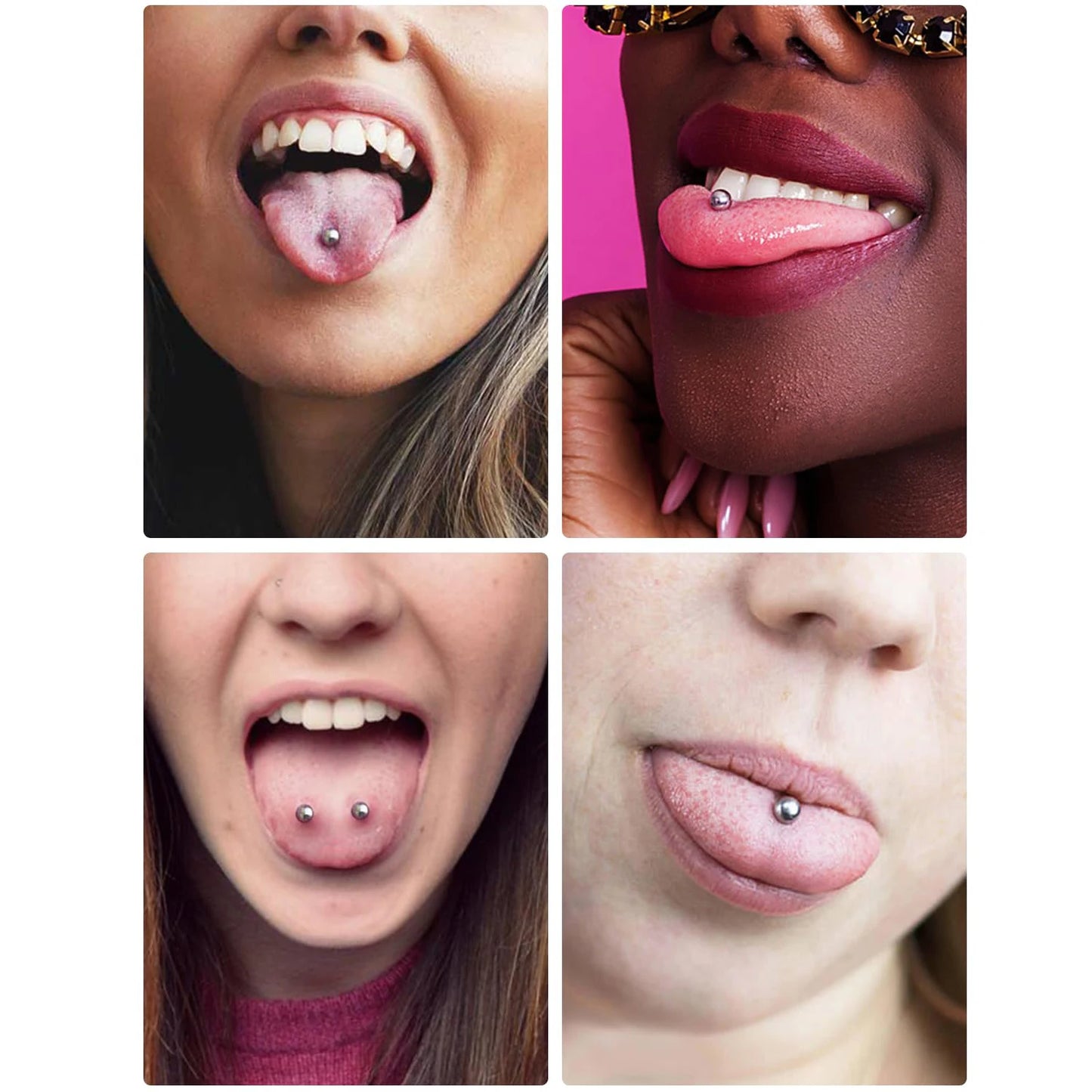 14G 16G Nipple Tongue Rings Stainless Steel Barbells Piercing Jewelry Silvery Black Golden 12mm-18mm Length Ball Size 5MM 6MM
