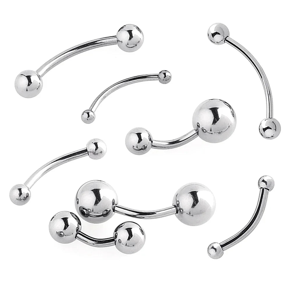 1pc 6-16mm Curved Barbell Banana Piercing Bar 3 4 5 6 8mm Ball Titanium Stainless Steel 14G 16G 1.2mm 1.6mm DIY Body Jewelry