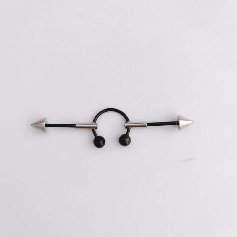 1PC New Stainless Steel Industrial Piercing Contrasting Colors Design Movable Adjustable Industrial Bar Heart Ear Piercing 16G