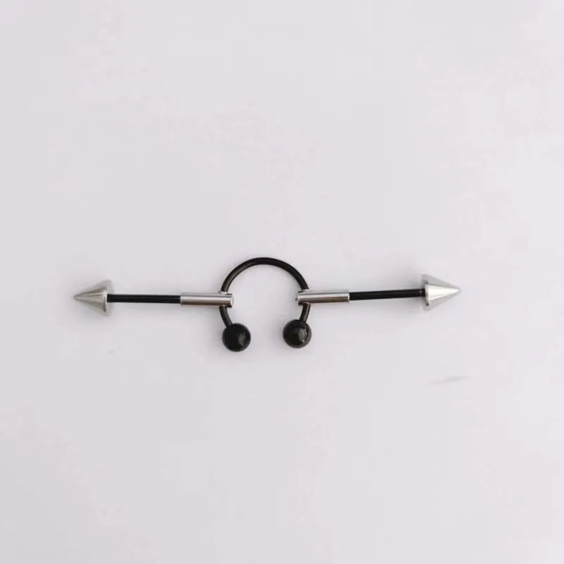 1PC New Stainless Steel Industrial Piercing Contrasting Colors Design Movable Adjustable Industrial Bar Heart Ear Piercing 16G