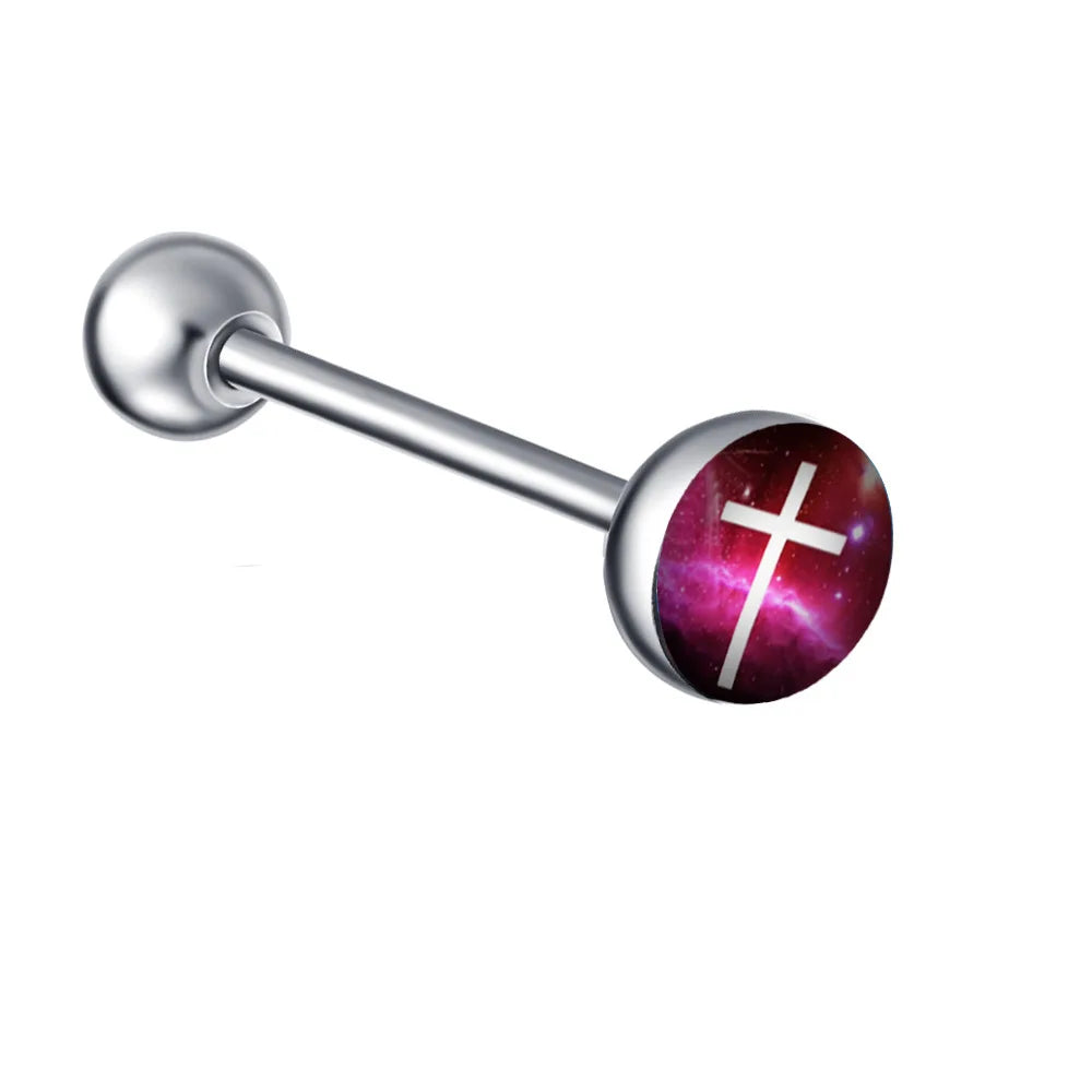 1PC 28 Styles Tongue Ring Piercing Sexy Tongue Barbell Surgical Stainless Steel Cross Nightclub Bar Stud Piercing Body Jewelry