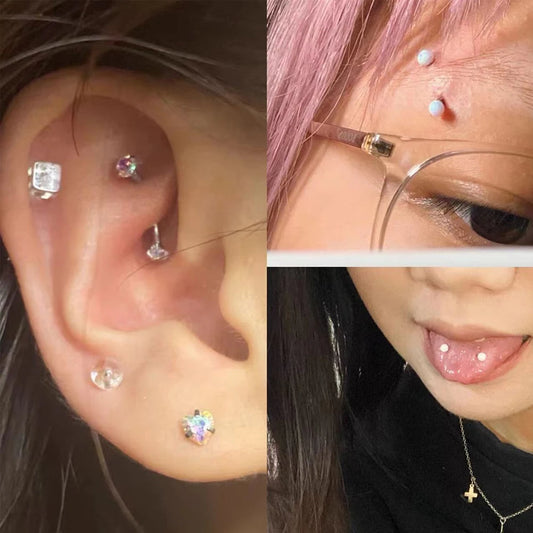 1PC 316L Surgical Steel Stylish sexy Curved Barbell Ring Opal Eyebrow Ear Cartilage Helix Piercings Jewelry 16G Ladies Men