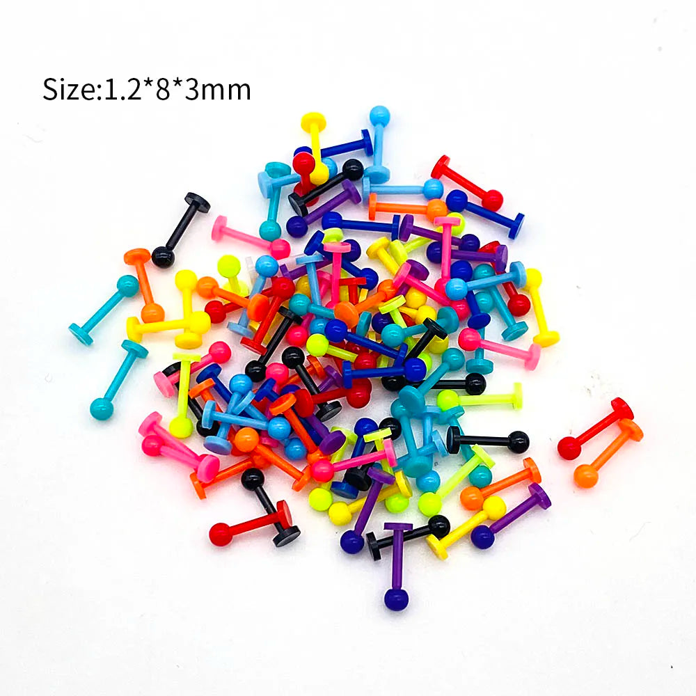 Versatile Acrylic Body Piercing Set - Transparent Barbell Rings for Lips, Ears, Nose, and More