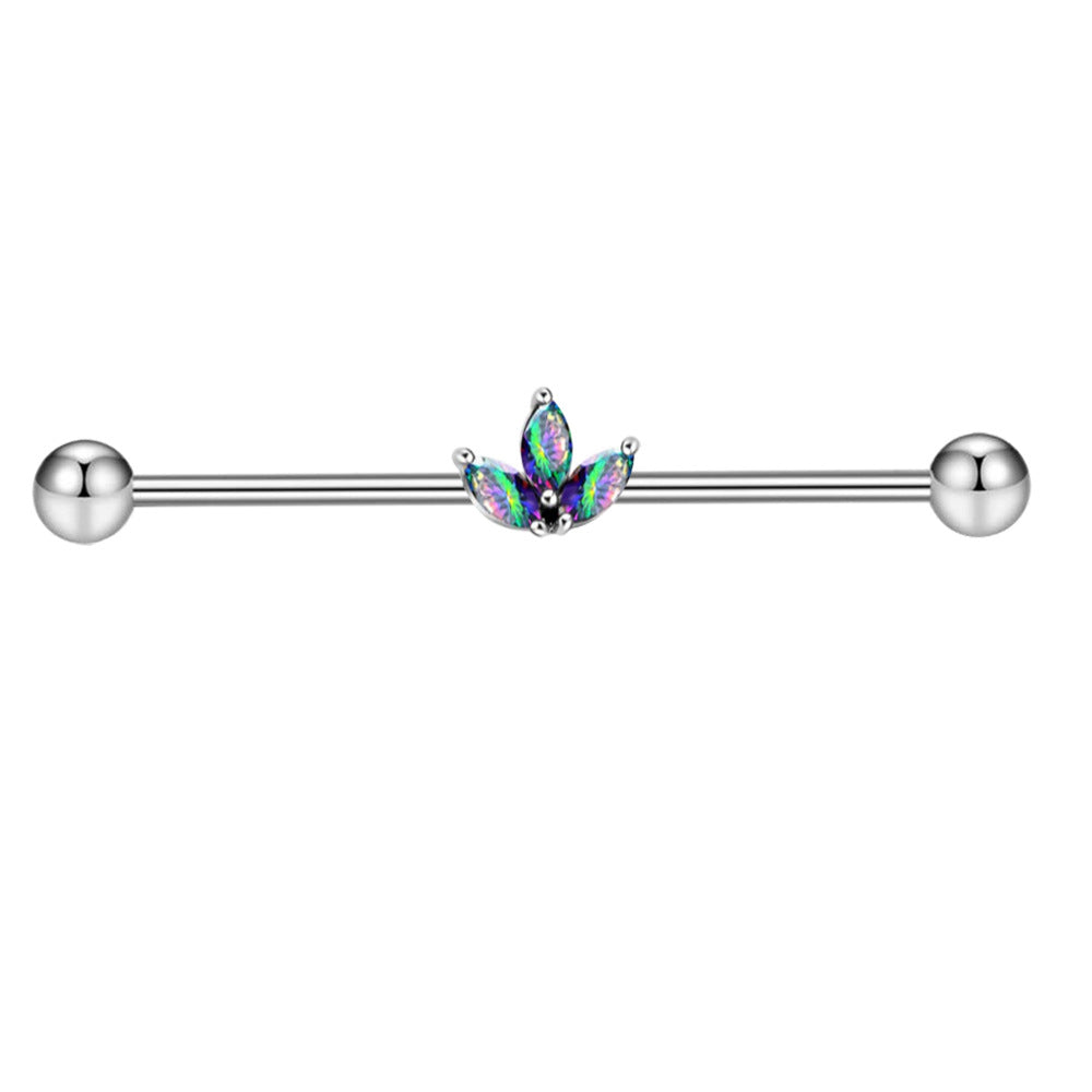 Surgical Steel Zircon Industrial Barbell Piercing Bar Fashion Jewelry 14G Star Moon Industrial Barbell Body Piercing Ear Studs
