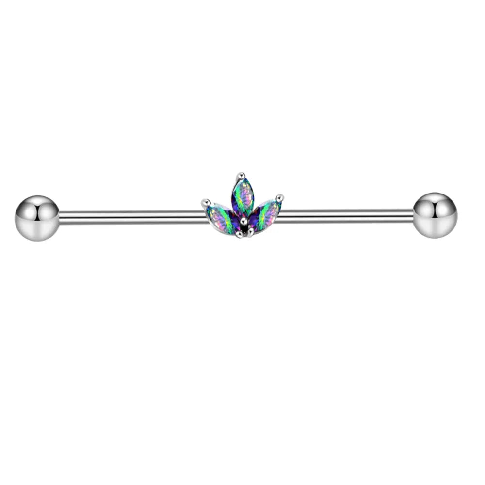 Surgical Steel Zircon Industrial Barbell Piercing Bar Fashion Jewelry 14G Star Moon Industrial Barbell Body Piercing Ear Studs