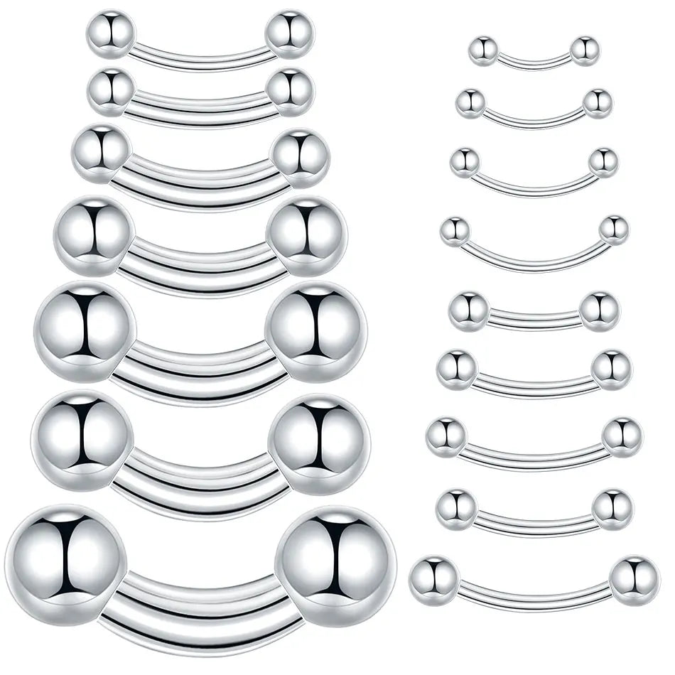 1/5PCS Steel Curved Barbell Banana Large Size 16G-00G Eyebrow Cartilage Tragus Piercing Earring Lip Stud Tongue Jewelry for Men