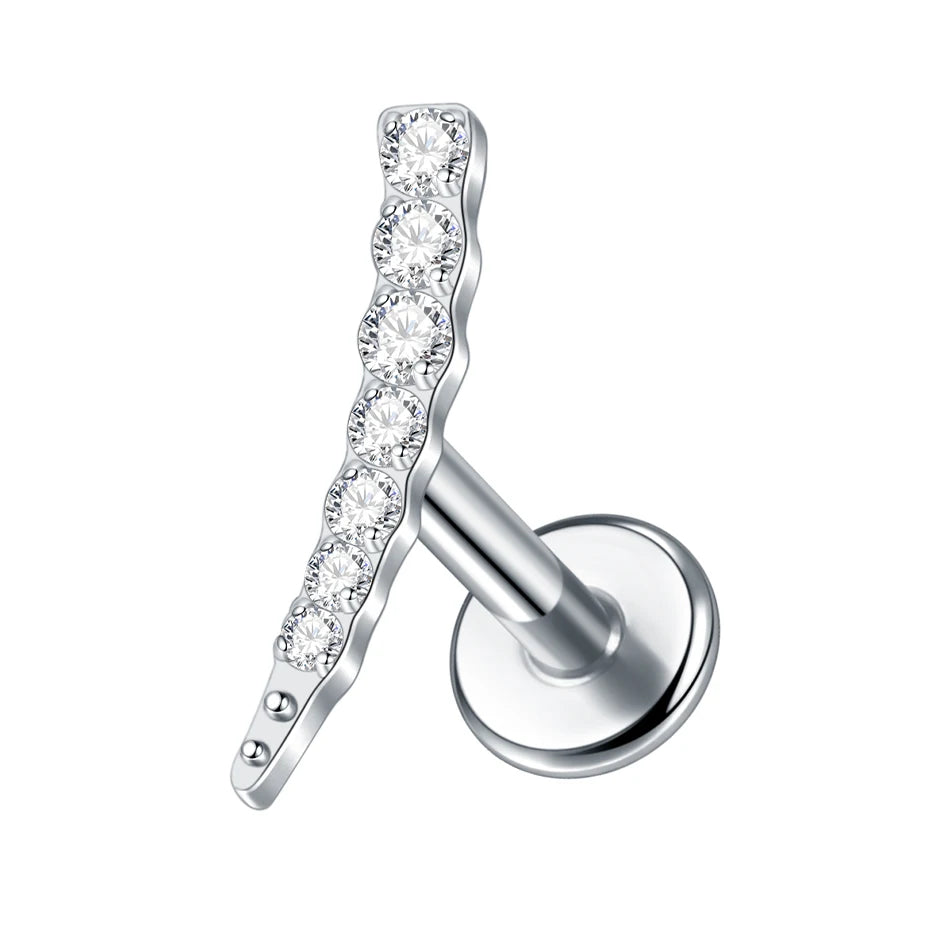 1PC Titanium Ear Cartilage Piercings Flat Back Stud Earring Internal Thread Butterfly Cross CZ Helix Tragus Piercing Jewelry 16G