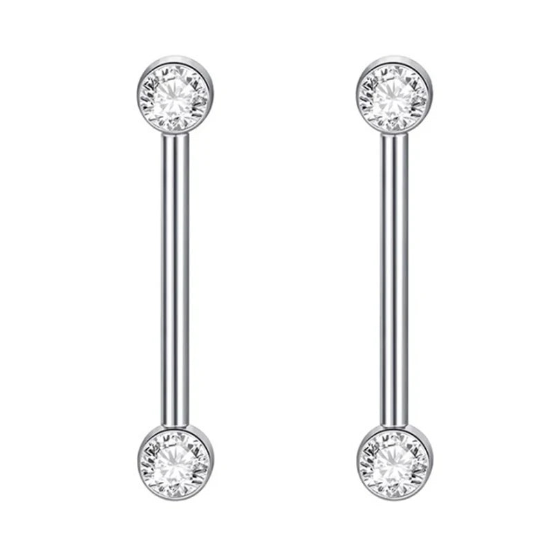 1/2Pcs Titanium Nipple Piercing Jewelry CZ Bezel Tongue Nipple Bars Piercing for Breasts Sexy Piercing Mamilo for Women 12-20mm