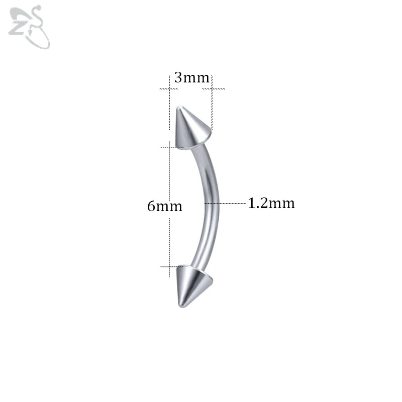 Versatile Black Stainless Steel Long Spike Eyebrow Ring for Any Occasion