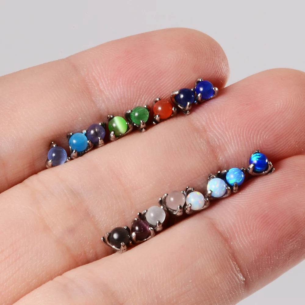 1PC 316L Surgical Steel Stylish sexy Curved Barbell Ring Opal Eyebrow Ear Cartilage Helix Piercings Jewelry 16G Ladies Men